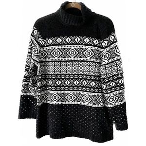 NY Jeans Vintage FairIsle Boucle Turtleneck Tunic Sweater